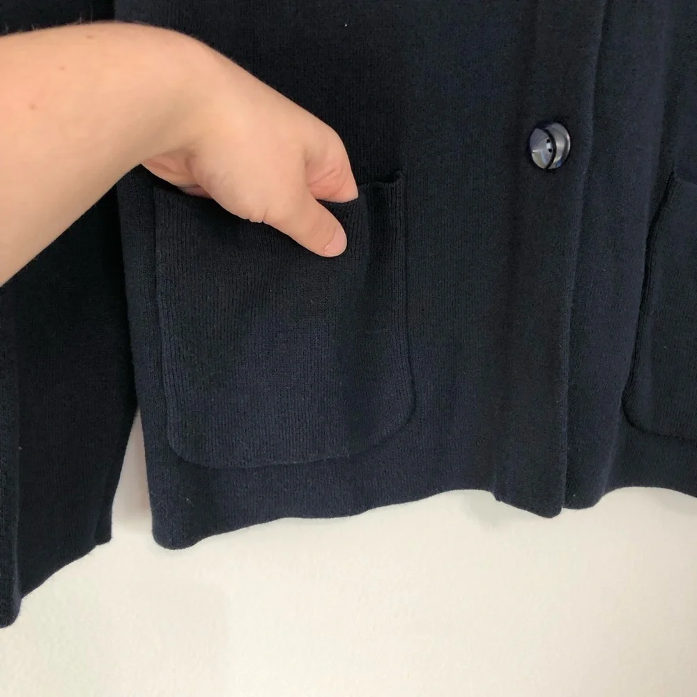 J. Jill Navy Knit Button Front Cardigan Sweater Medium